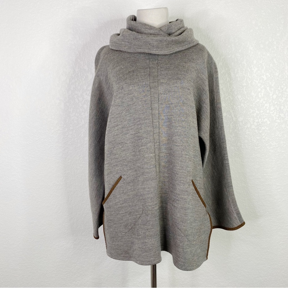 Soft Surroundings Gray Wool Blend Cowl Neck Pullover Sweater